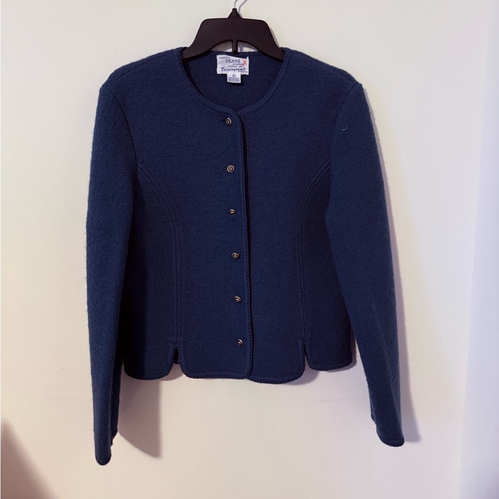Vintage Trimingham’s Bermuda Dark Teal Blue Women's Wool Blazer Sz Large